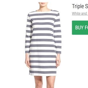 Navy and White Stiped Midi Vineyard Vines Dress